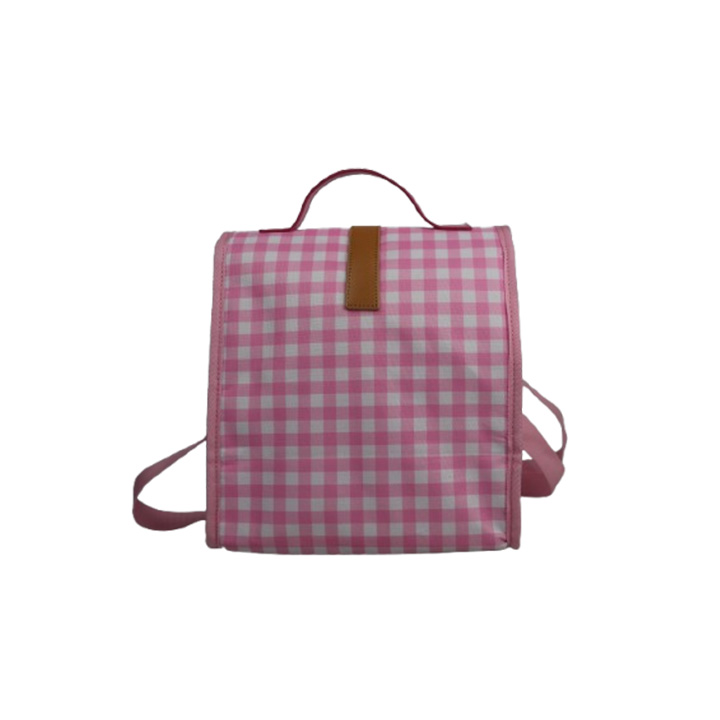 Blush Gingham Insulated Lunch Crossbody Bag
