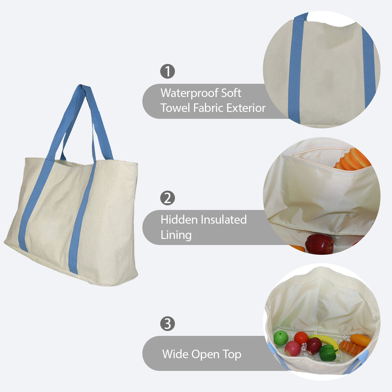 Cafe Style Canvas Beach Cooler Tote Bag