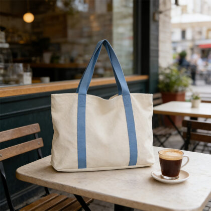 Cafe Style Canvas Beach Cooler Tote Bag