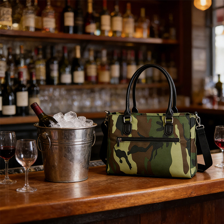 Camo Insulated Wine & Cooler Tote Bag