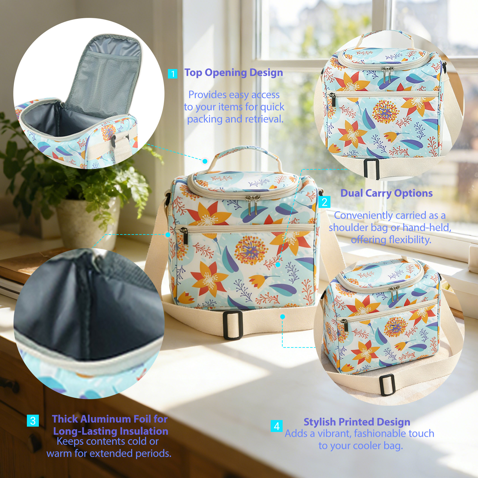 Carry Floral Insulated Picnic Cube Tote