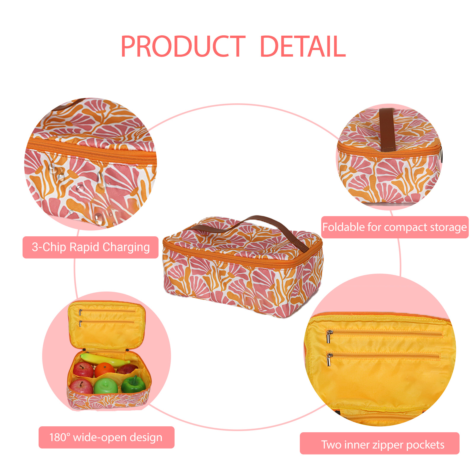 Compact Floral Lunch Cooler Box Bag