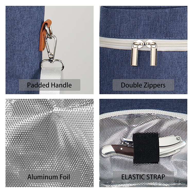 Compact Wine Carrier Insulated Shoulder Tote（BlueGray）