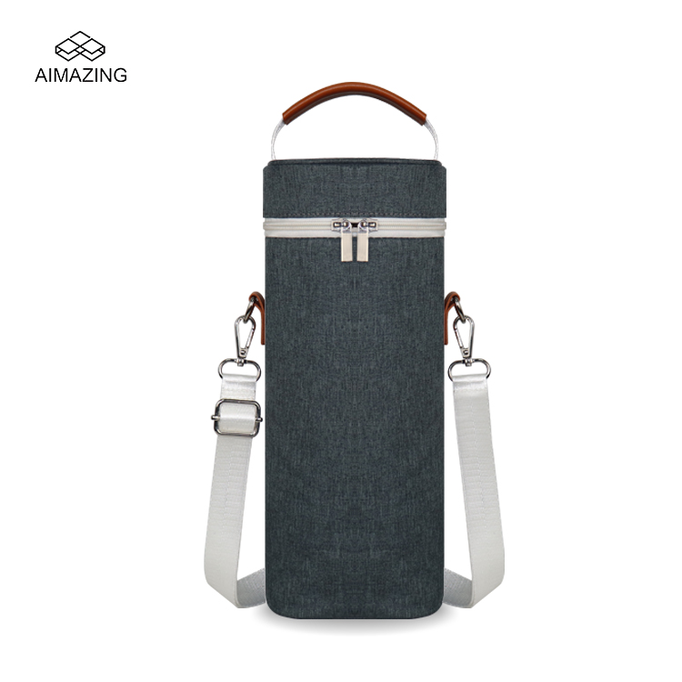 Compact Wine Carrier Insulated Shoulder Tote（BlueGray）