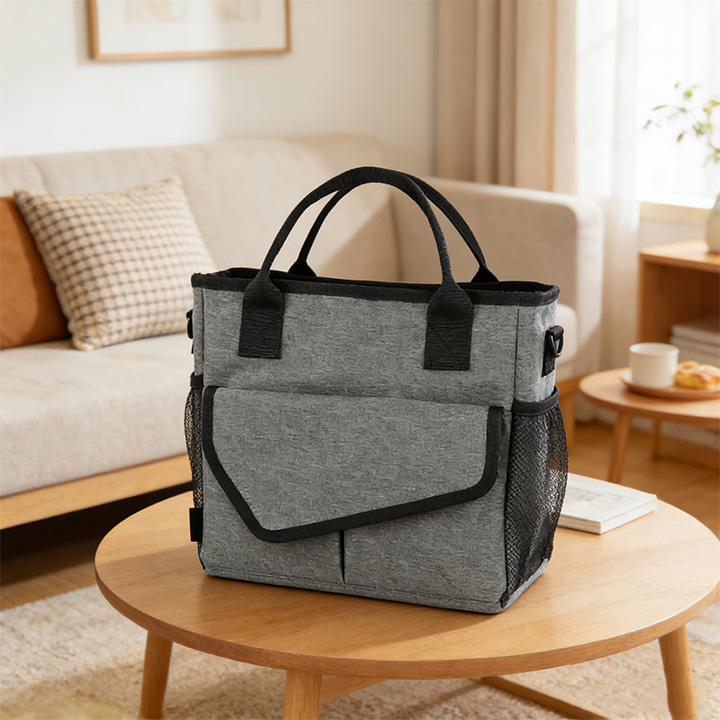 Dual-Pocket Structured Picnic Insulated Cooler Tote Bag