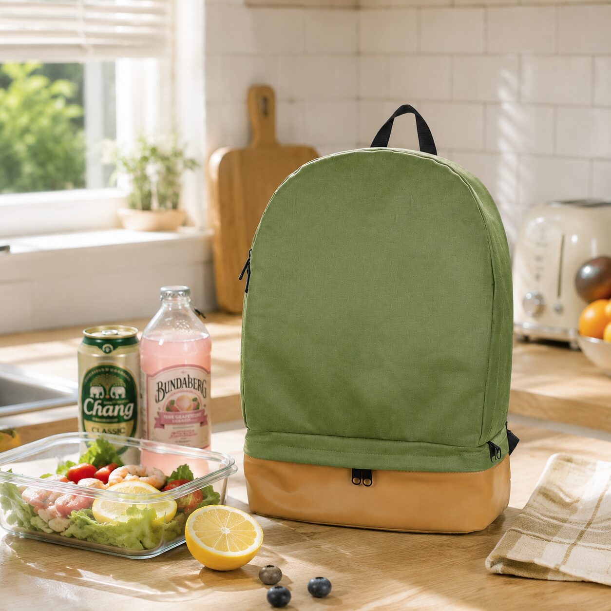 Dual-Tone Vertical Insulated Picnic Backpack Cooler