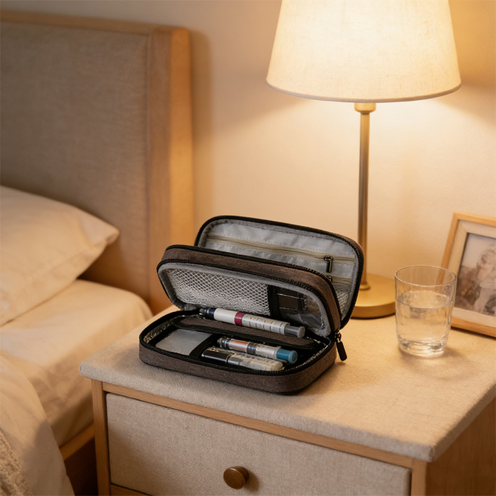 Fold-Open Medical Insulated Insulin Organizer Case
