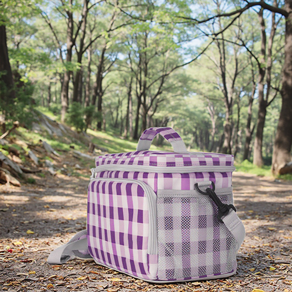 Gingham Crossbody Insulated Picnic Cooler Bag