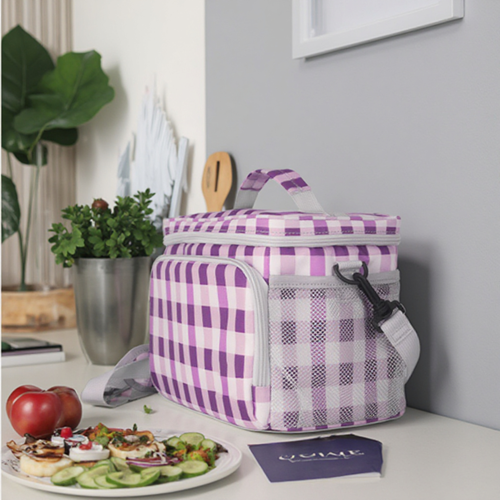 Gingham Crossbody Insulated Picnic Cooler Bag