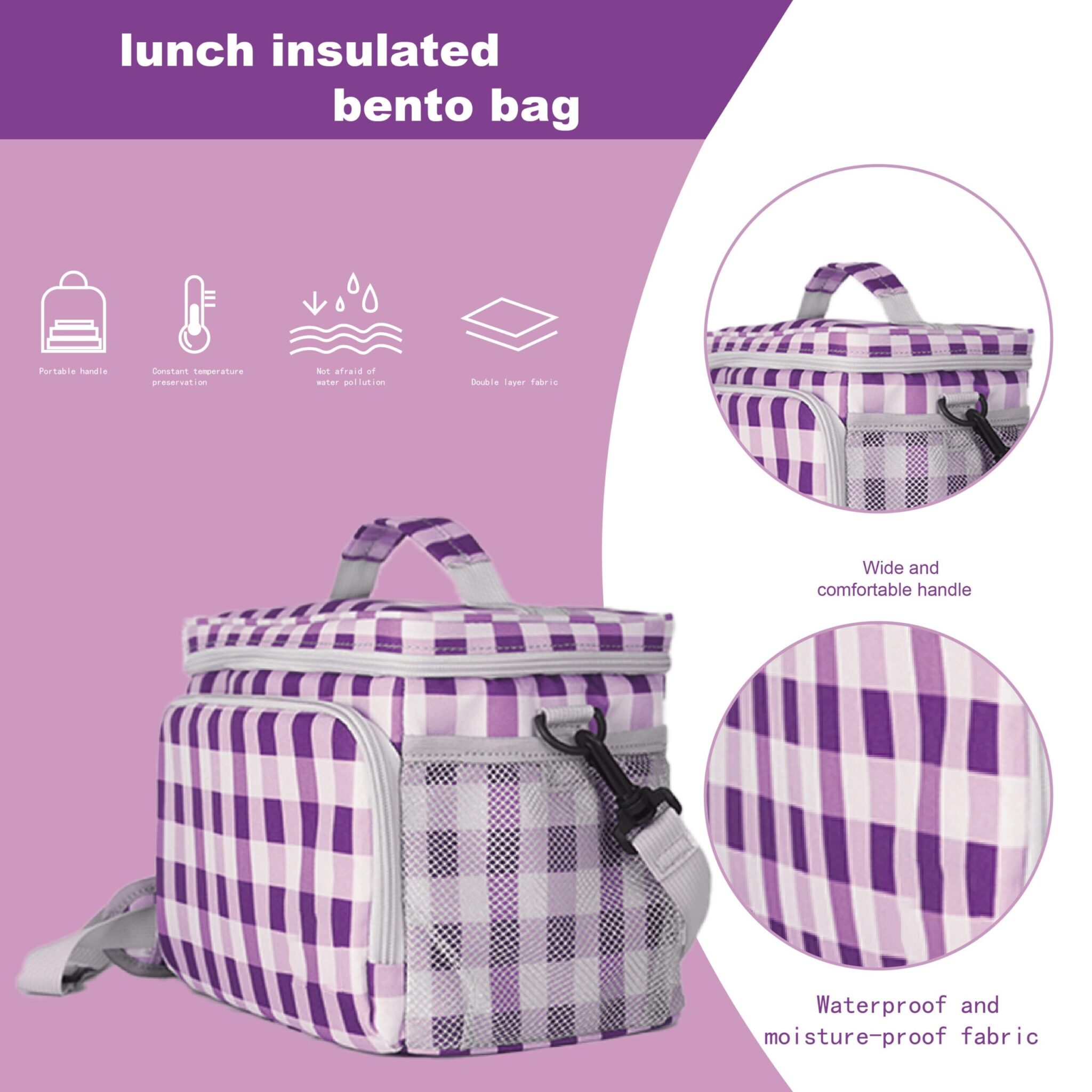 Gingham Crossbody Insulated Picnic Cooler Bag