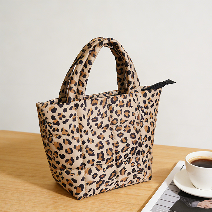 Leopard Puffy Insulated Cooler Tote Bag