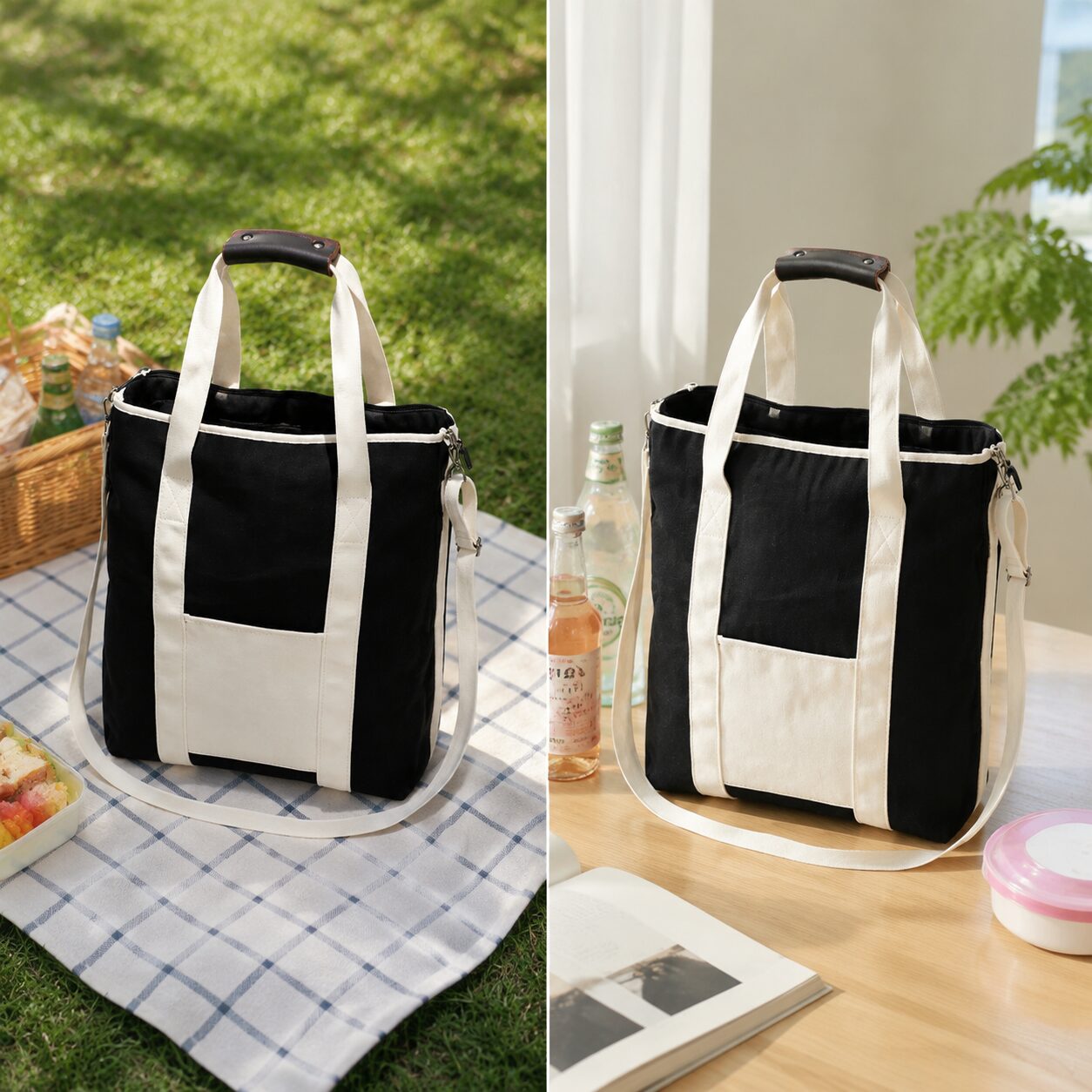 Marine Stripe Insulated Picnic Tote Bag