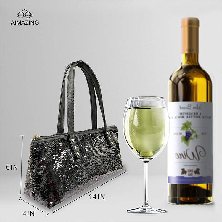 Midnight Spark Sequin Insulated Wine Tote