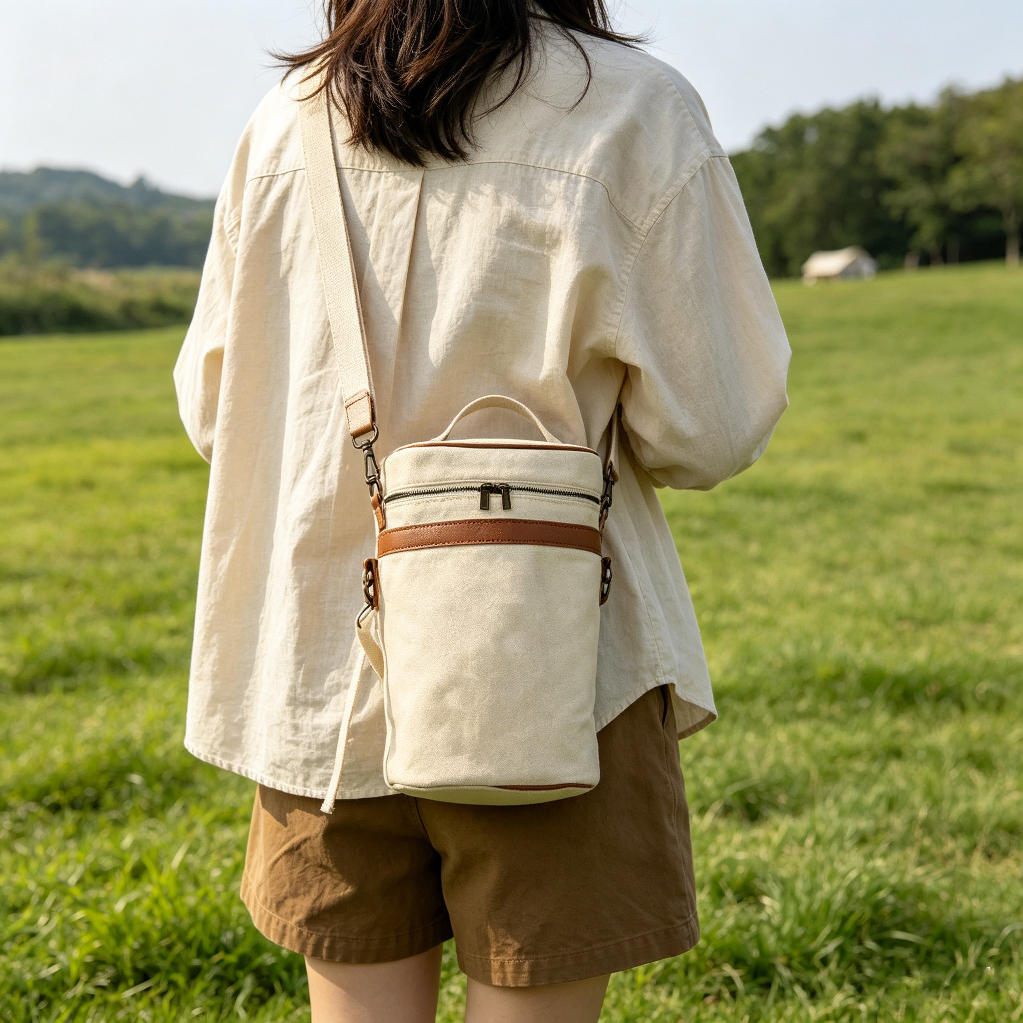 Minimalist Canvas Single-Bottle Wine Carrier Bag