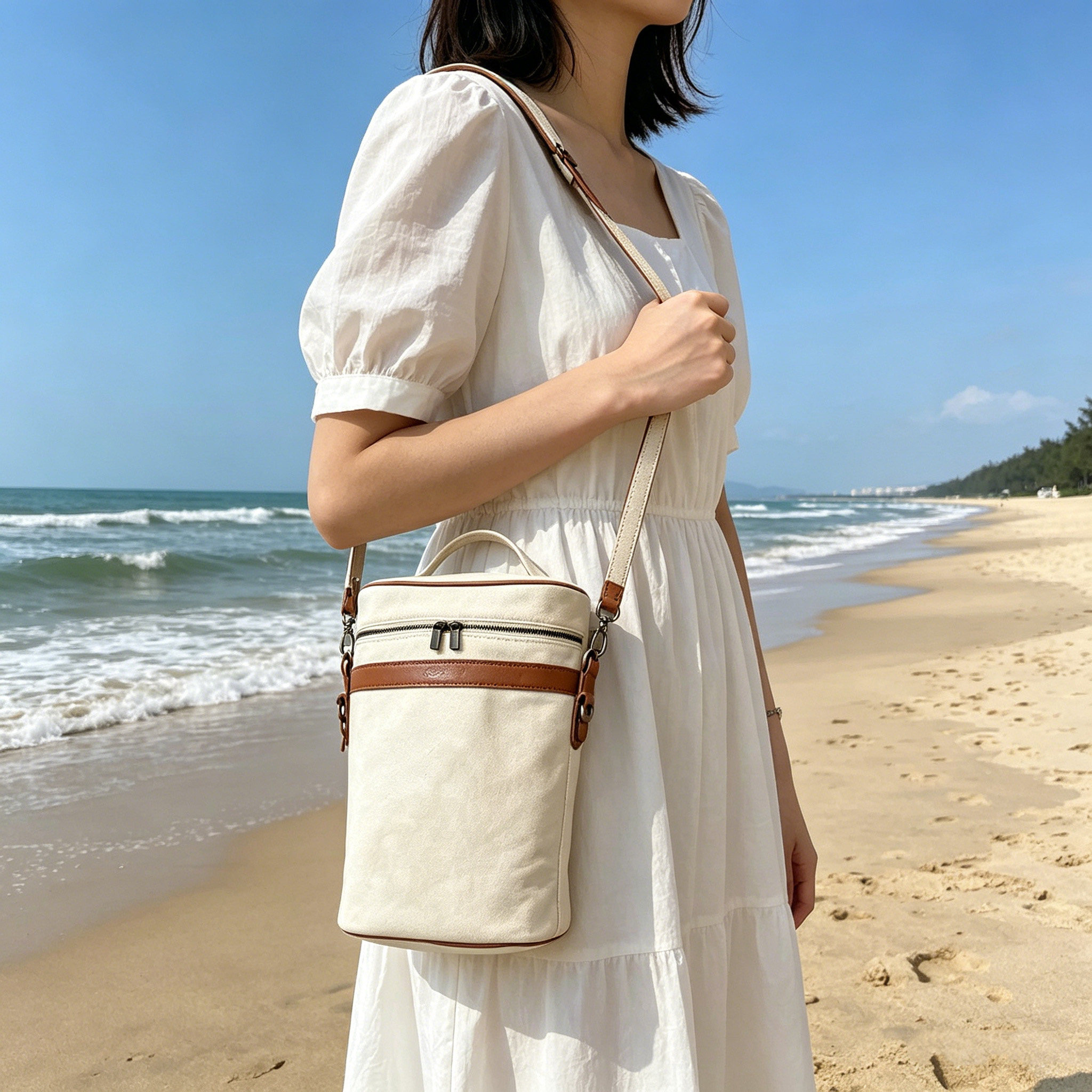 Minimalist Canvas Single-Bottle Wine Carrier Bag