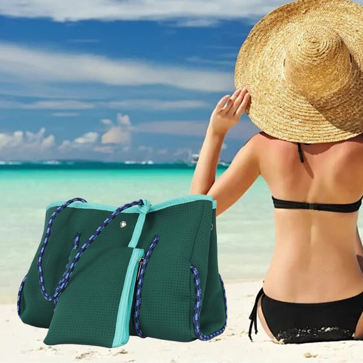 Neoprene Zip Beach Tote Bag Set