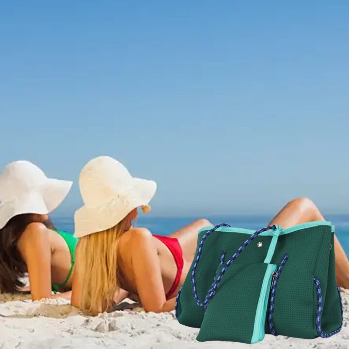 Neoprene Zip Beach Tote Bag Set