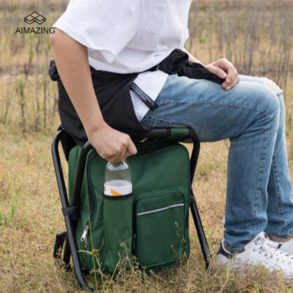 Outdoor Folding Seat Frame Cooler Backpack Set