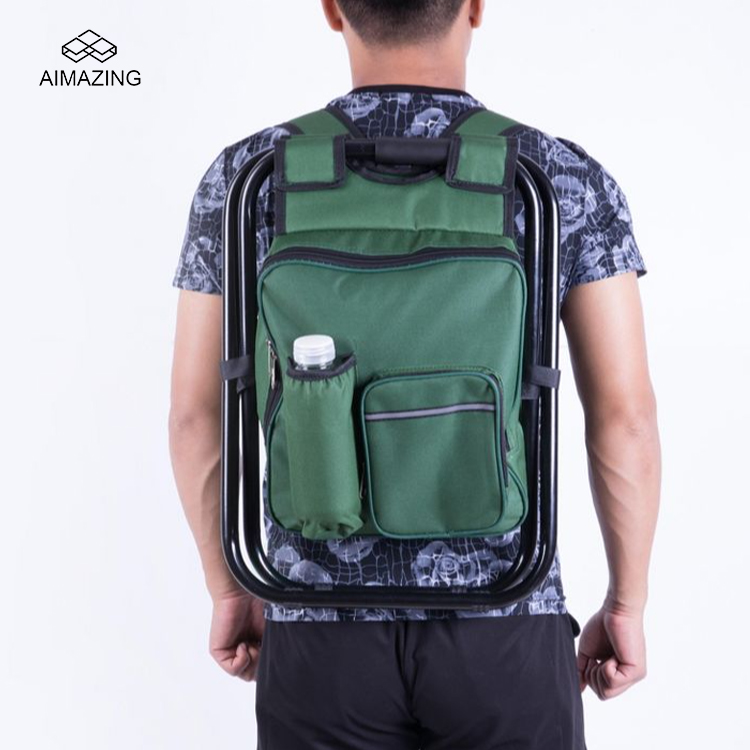 Outdoor Folding Seat Frame Cooler Backpack Set