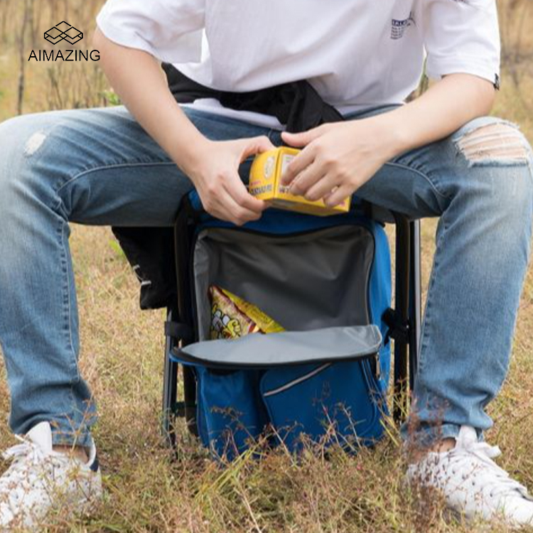 Outdoor Folding Seat Frame Cooler Backpack Set