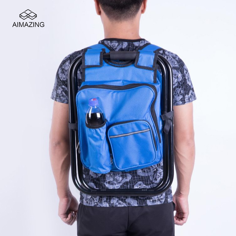 Outdoor Folding Seat Frame Cooler Backpack Set