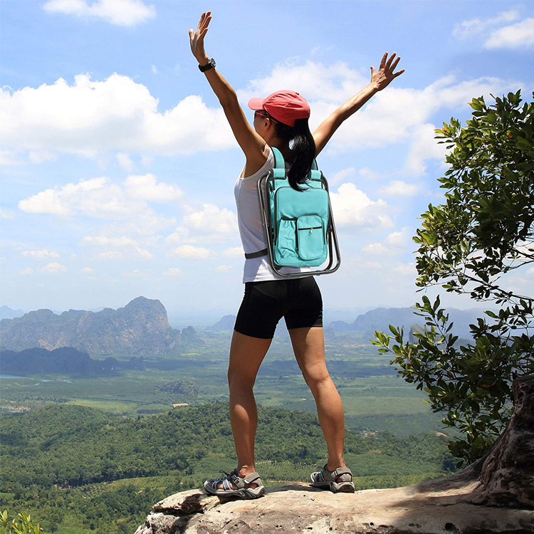 Outdoor Folding Seat Frame Cooler Backpack Set