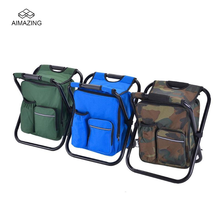 Outdoor Folding Seat Frame Cooler Backpack Set