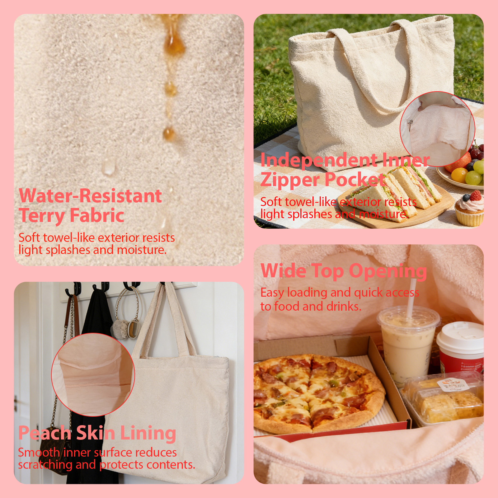 Puffy Terry Picnic Cooler Tote Bag