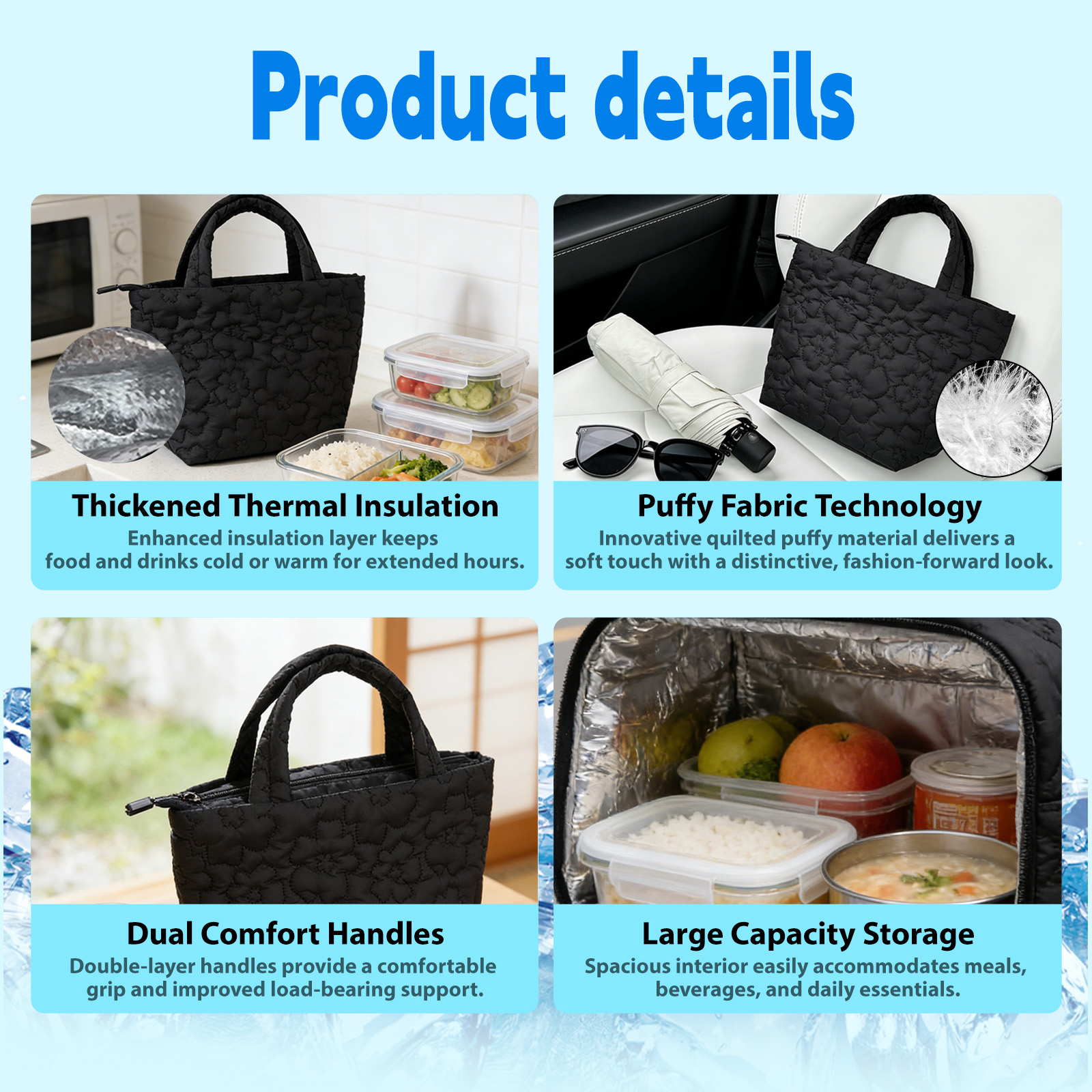 Quilted Puffy Commute Cooler Tote Bag