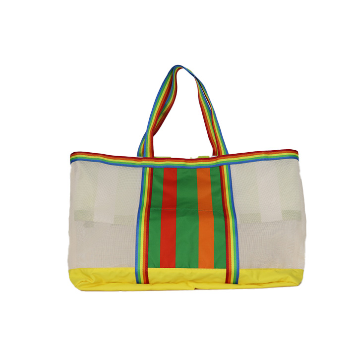 Rainbow Mesh Beach Cooler Tote Bag