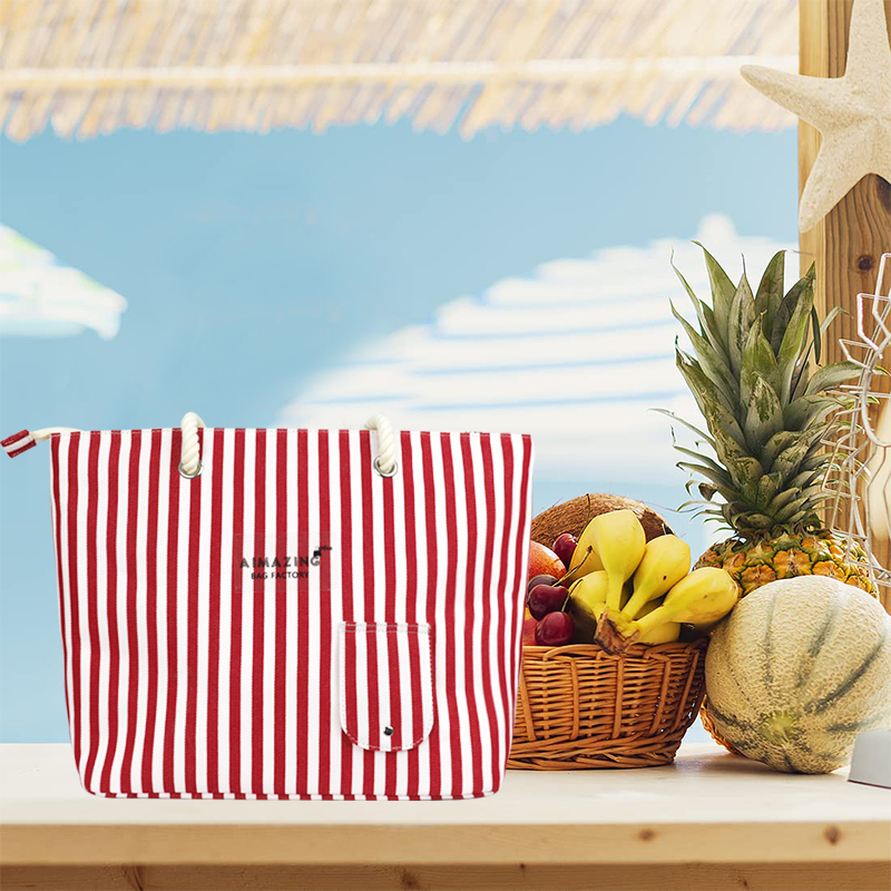 Retro Stripe Picnic Insulated Cooler Tote Bag