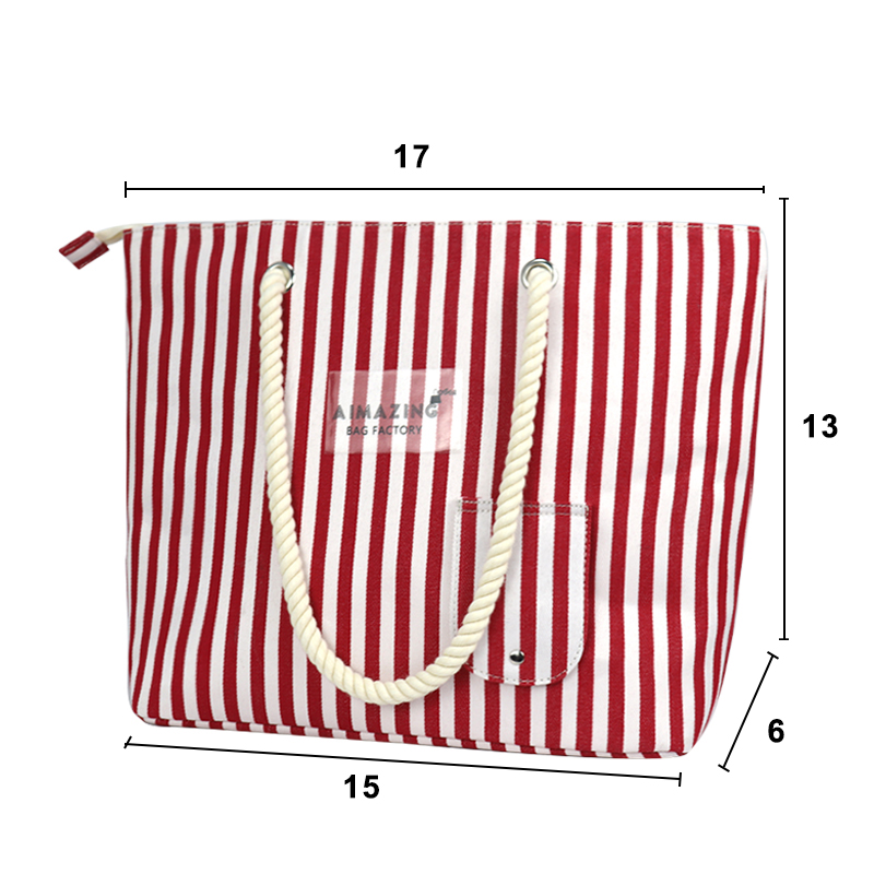 Retro Stripe Picnic Insulated Cooler Tote Bag