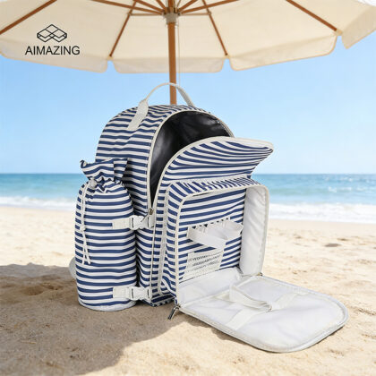 Stripe Convertible Picnic Cooler Backpack