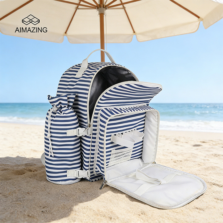 Stripe Convertible Picnic Cooler Backpack