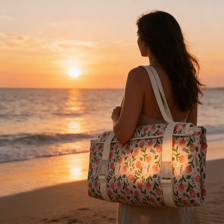 Sunset Floral Beach Cooler Duffel Bag