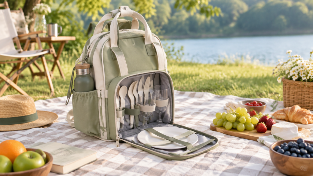 picnic set in a backpack