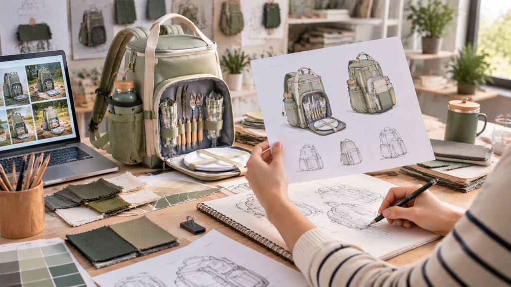 picnic set in a backpack,